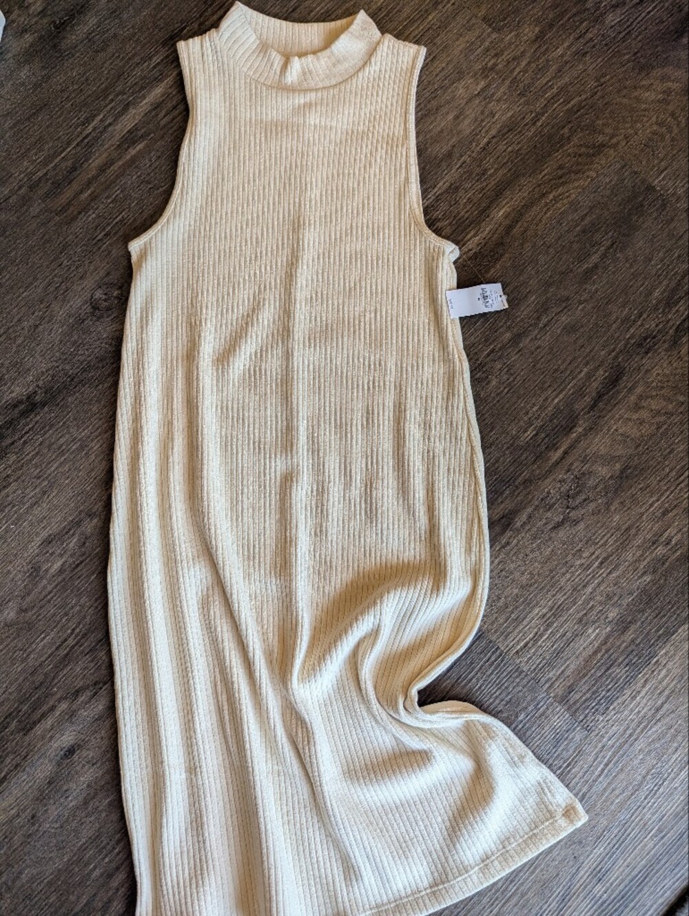NWT Old Navy Cream Ribbed Sleeveless Crewneck Dress Medium